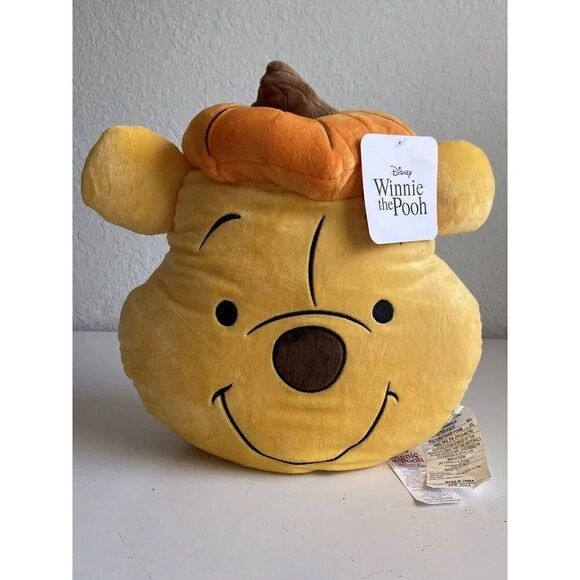 Disney Winnie Pooh Halloween Pumpkin Hat Soft Decorative Accent Pillow NEW - Picture 1 of 13